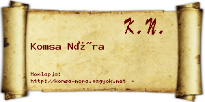 Komsa Nóra névjegykártya