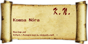 Komsa Nóra névjegykártya